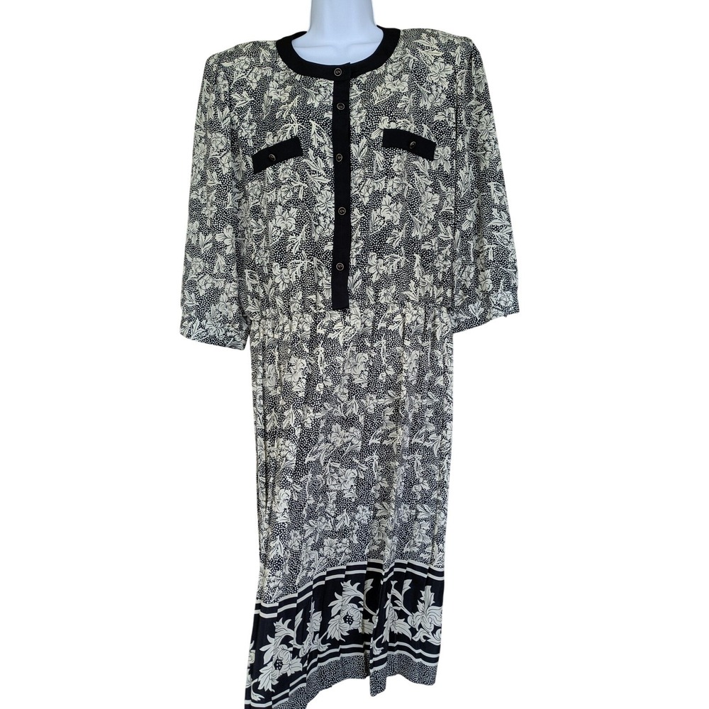Vintage Breli Originals Grandmacore Cottagecore Floral Midi Dress Made USA M